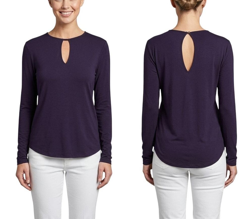 Laila Jayde Long Sleeve Keyhole Top Violet Crew Neck Size Small NWT